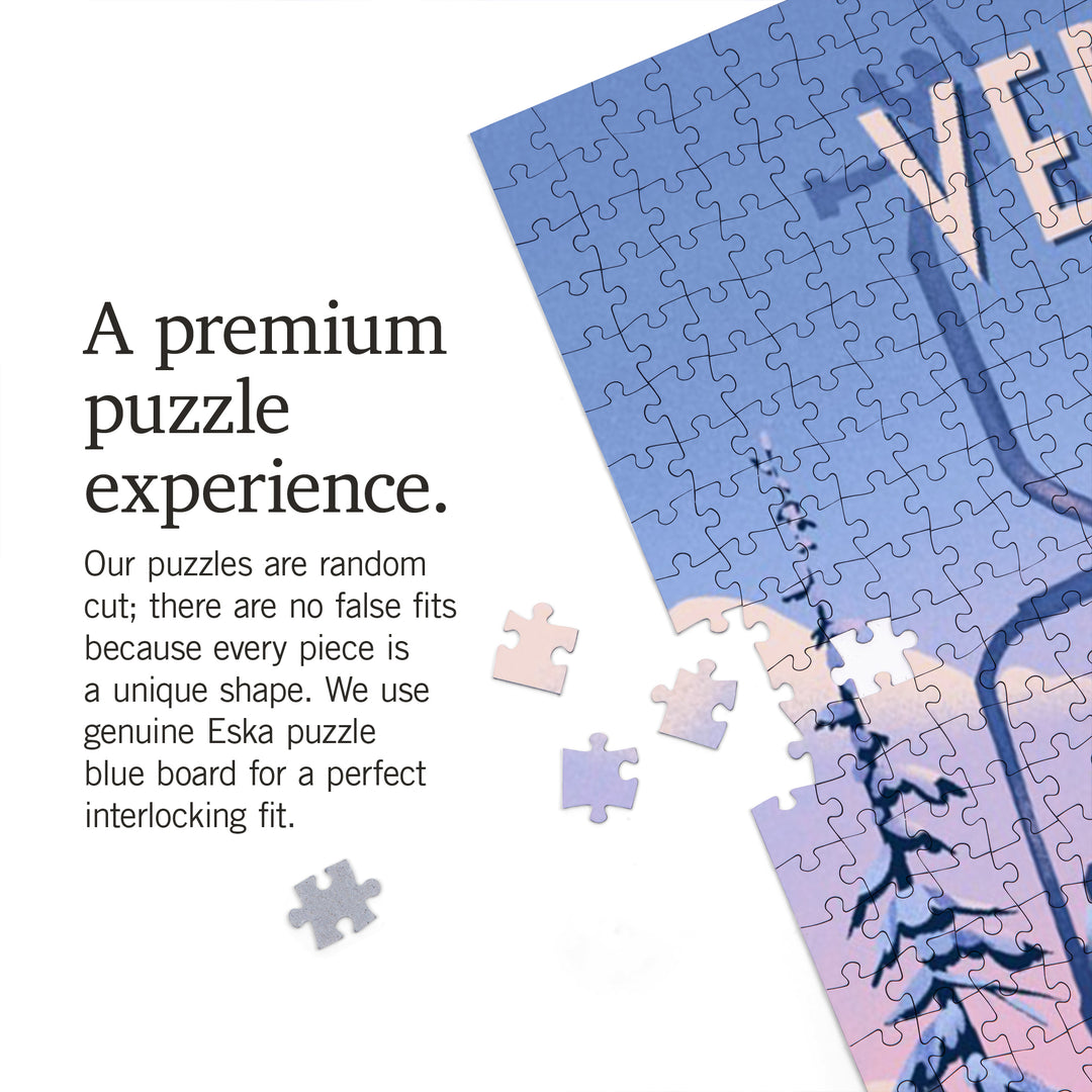 Vermont, Chill on the Uphill, Ski Lift, Jigsaw Puzzle Puzzle Lantern Press 