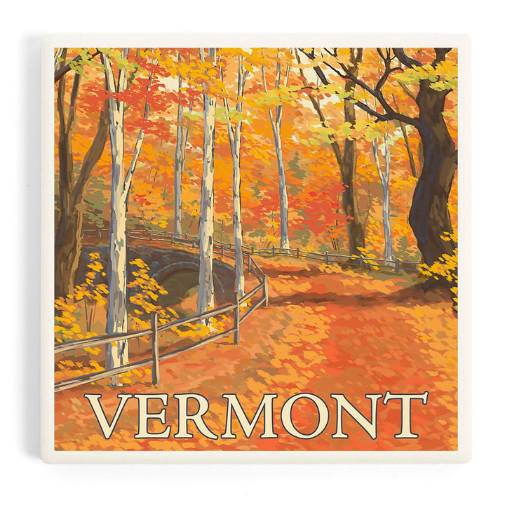 Vermont, Fall Colors Scene, Coasters Coasters Lantern Press 