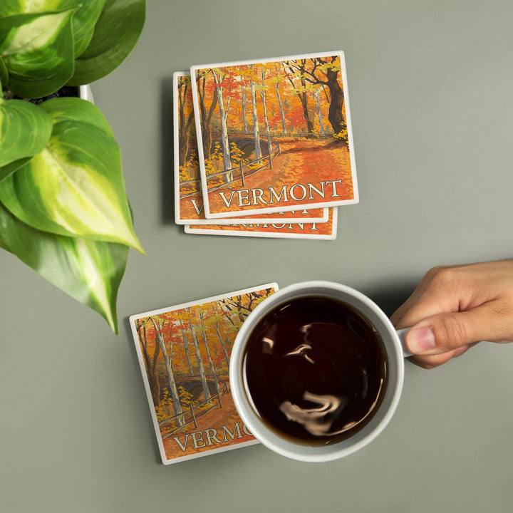 Vermont, Fall Colors Scene, Coasters Coasters Lantern Press 