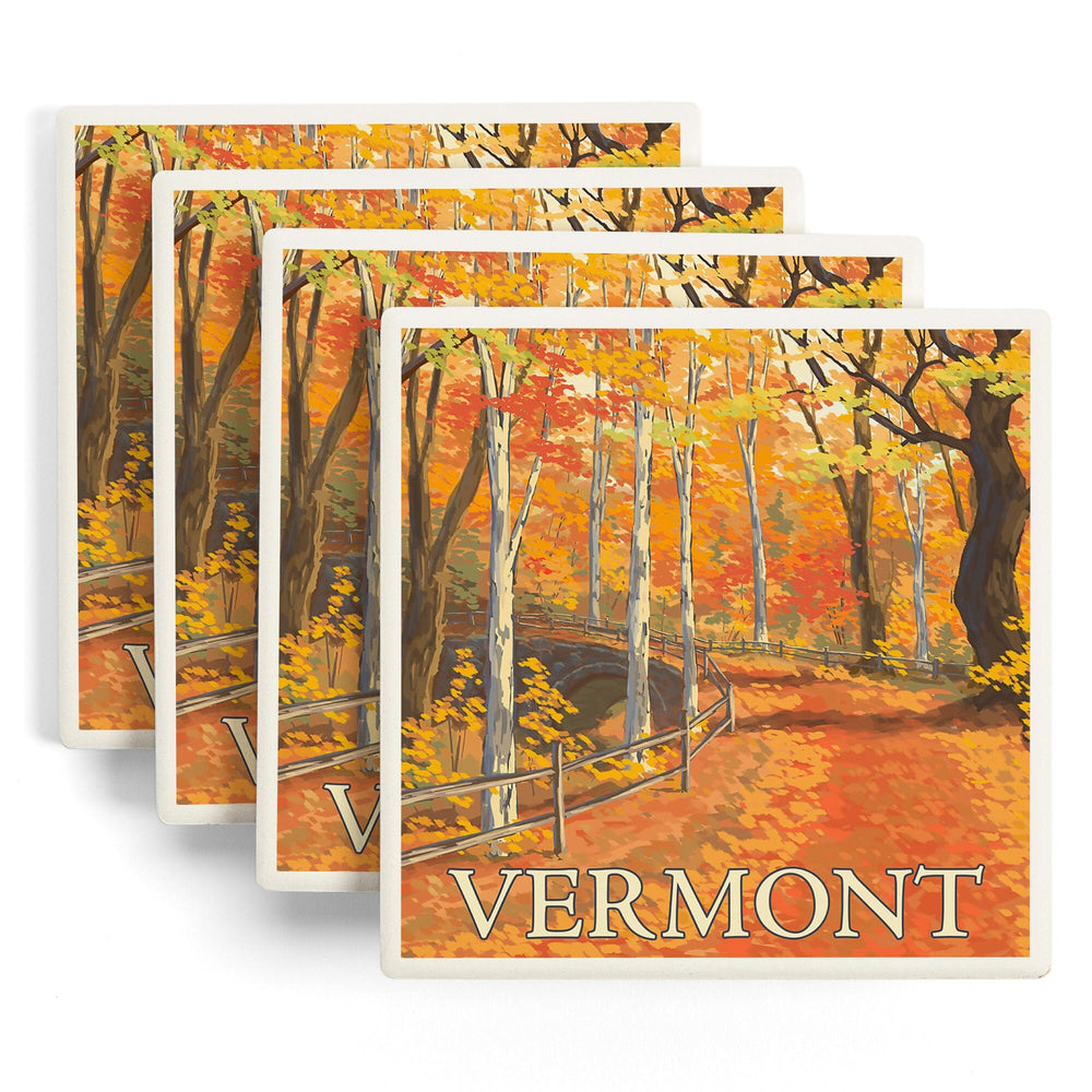 Vermont, Fall Colors Scene, Coasters Coasters Lantern Press 