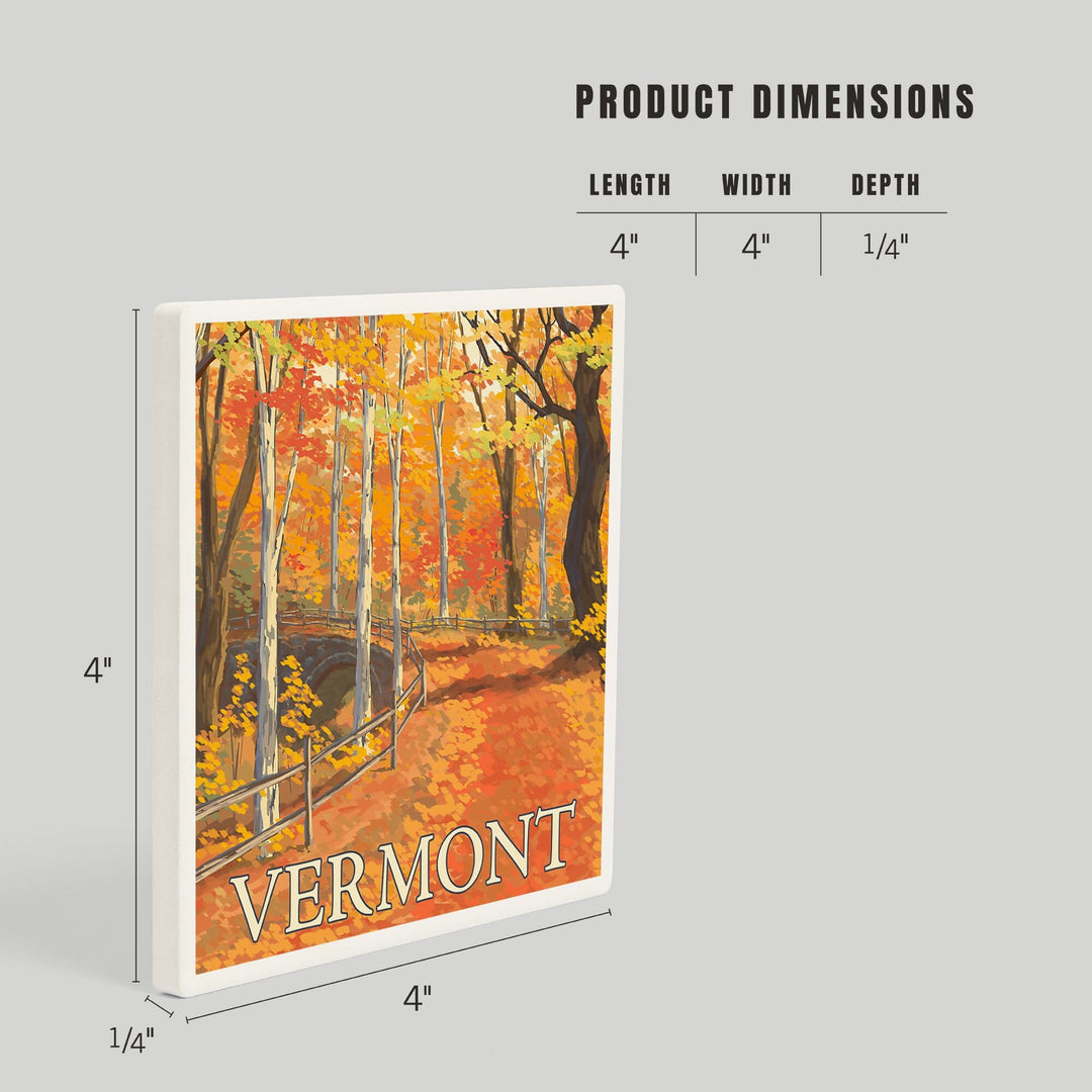 Vermont, Fall Colors Scene, Coasters Coasters Lantern Press 