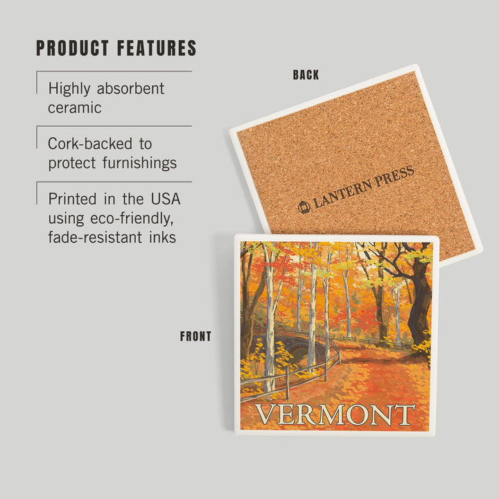Vermont, Fall Colors Scene, Coasters Coasters Lantern Press 