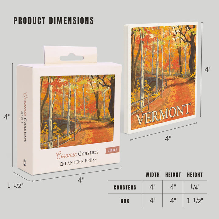 Vermont, Fall Colors Scene, Coasters Coasters Lantern Press 