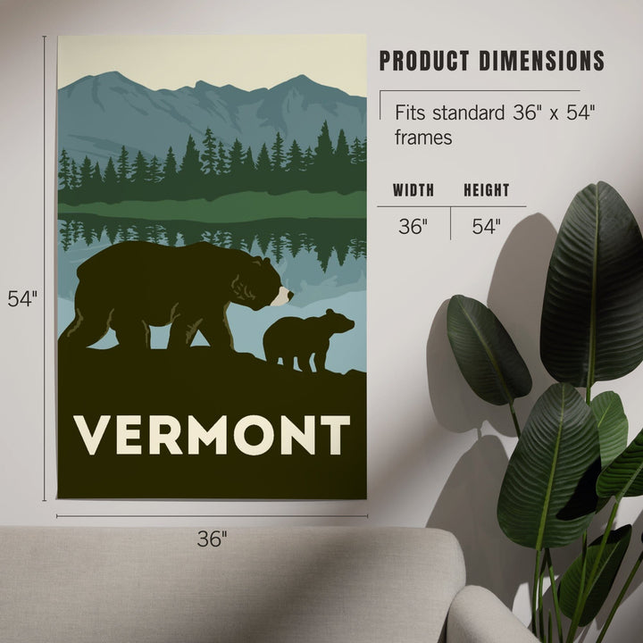 Vermont, Grizzly Bear, Vector, Art & Giclee Prints Art Lantern Press 