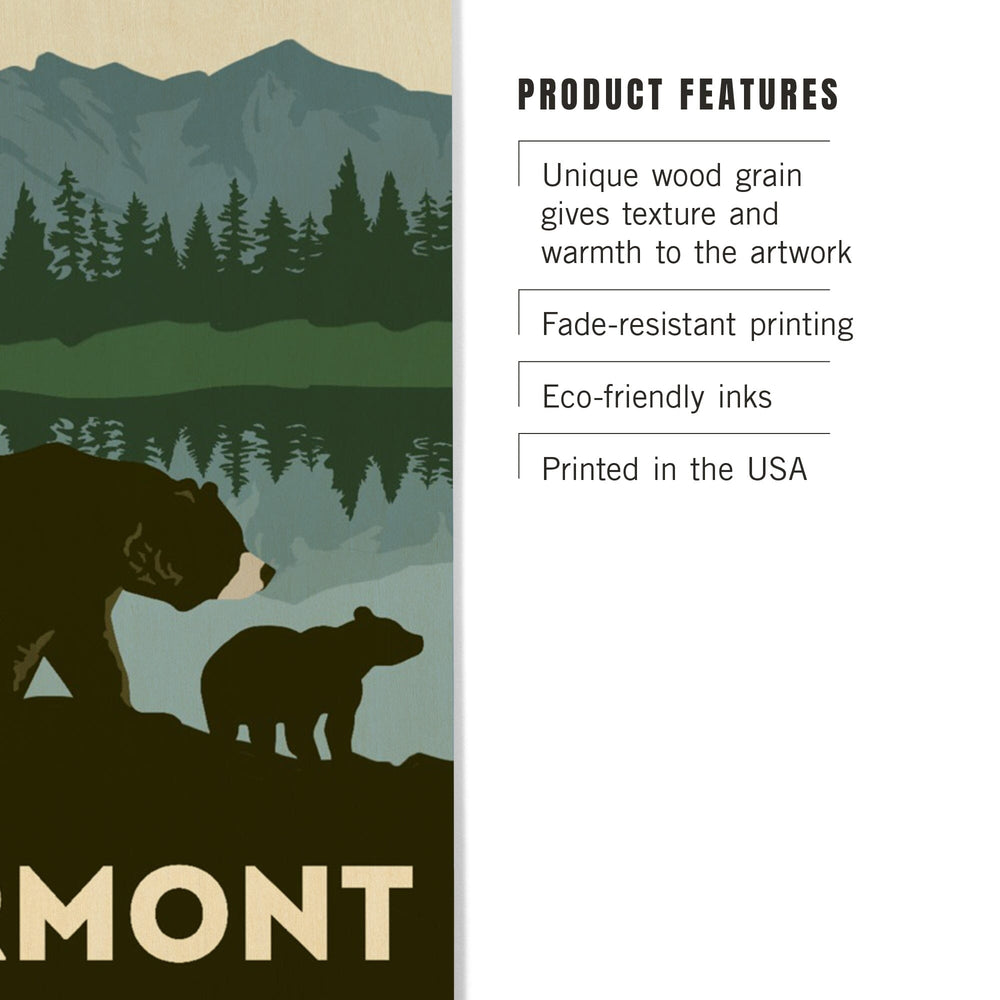 Vermont, Grizzly Bear, Vector, Lantern Press Artwork, Wood Signs and Postcards Wood Lantern Press 