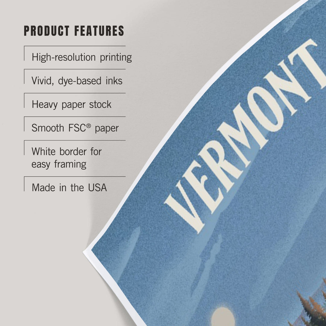 Vermont, Lithograph, Reflection Pond and Bull Moose Art Lantern Press 