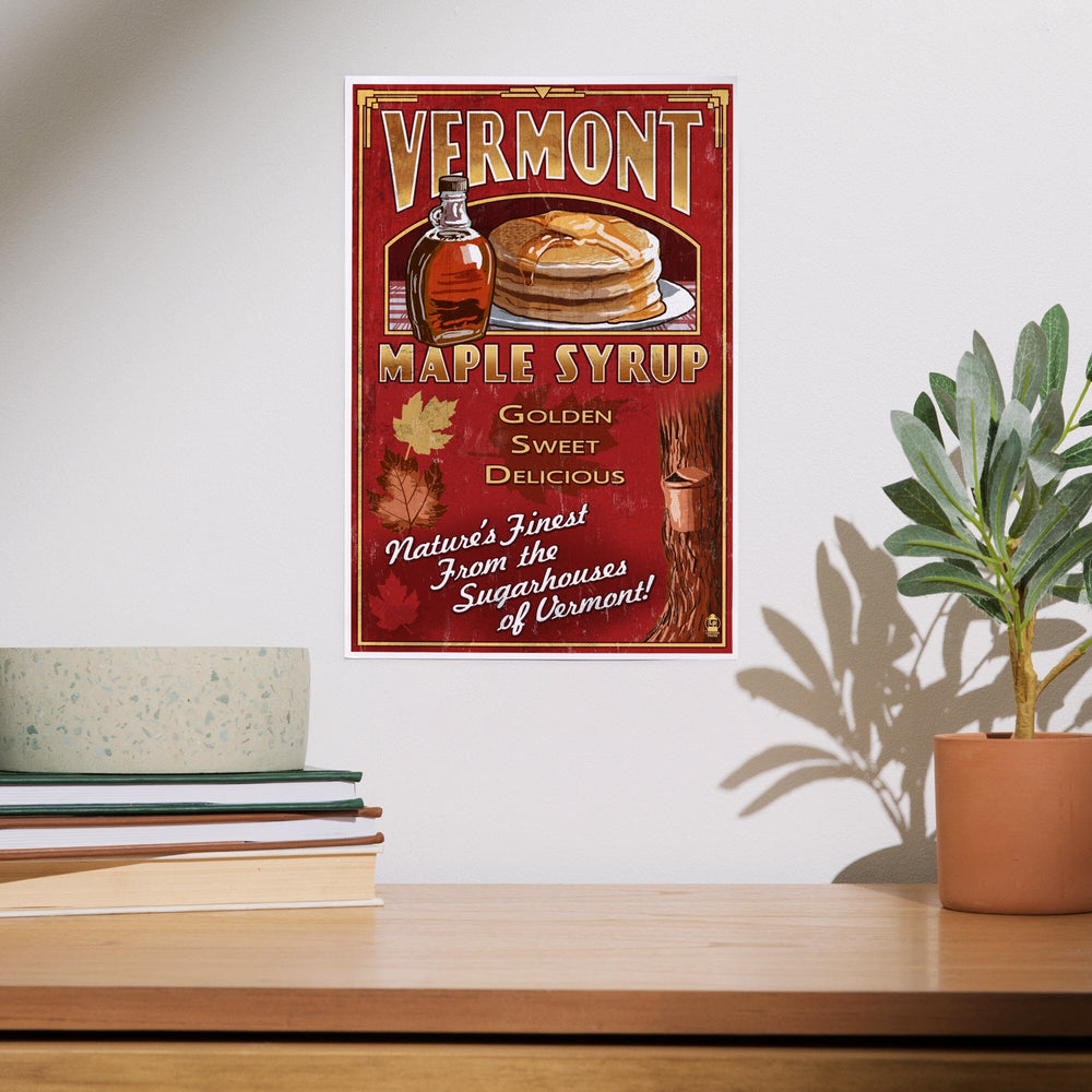 Vermont, Maple Syrup Vintage Sign, Art & Giclee Prints Art Lantern Press 