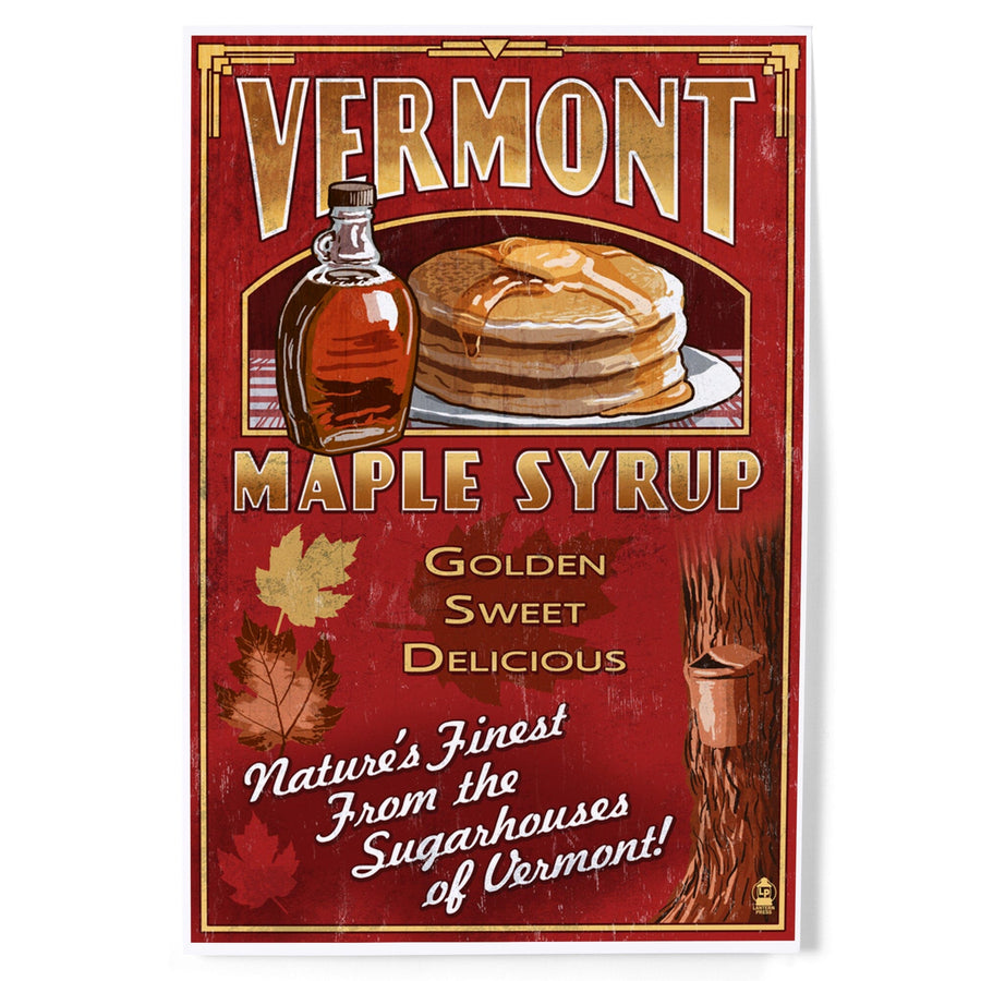 Vermont, Maple Syrup Vintage Sign, Art & Giclee Prints Art Lantern Press 