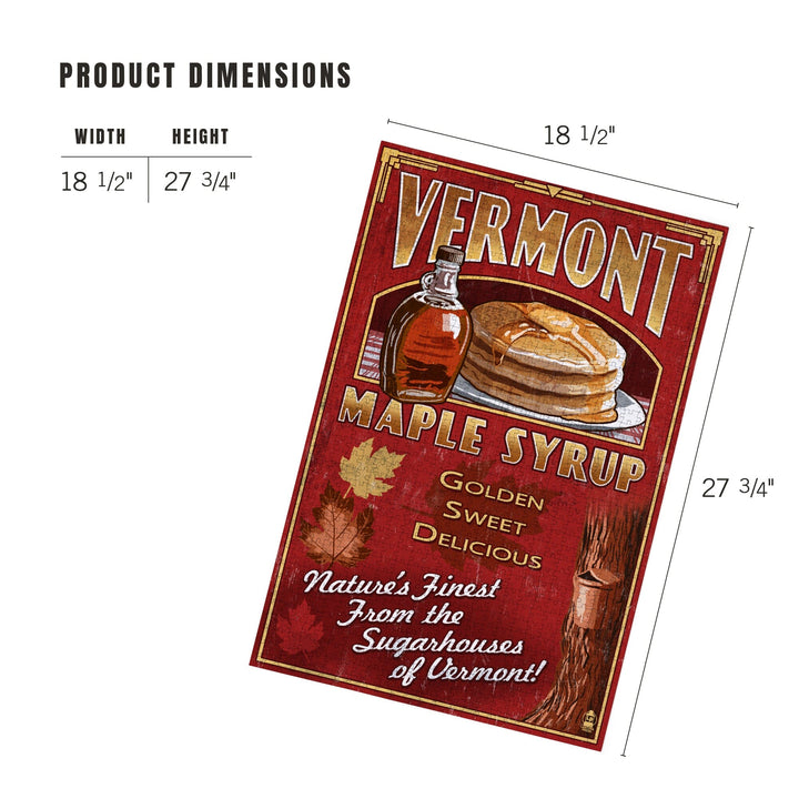 Vermont, Maple Syrup Vintage Sign, Jigsaw Puzzle Puzzle Lantern Press 