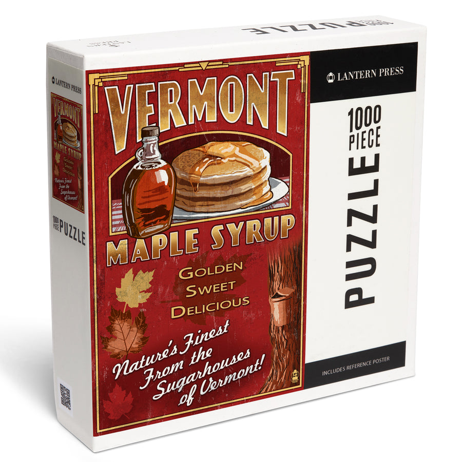 Vermont, Maple Syrup Vintage Sign, Jigsaw Puzzle Puzzle Lantern Press 