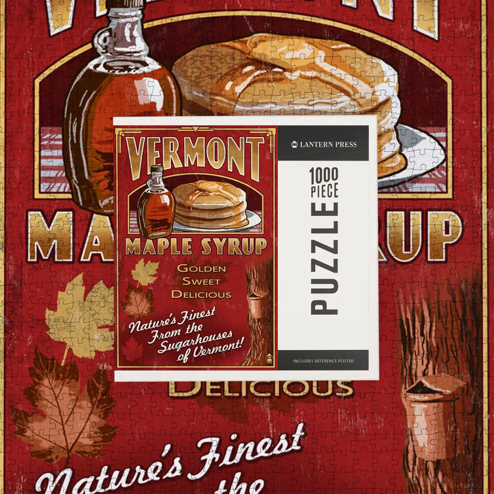 Vermont, Maple Syrup Vintage Sign, Jigsaw Puzzle Puzzle Lantern Press 