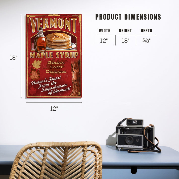 Vermont, Maple Syrup Vintage Sign, Lantern Press Artwork, Wood Signs and Postcards Wood Lantern Press 