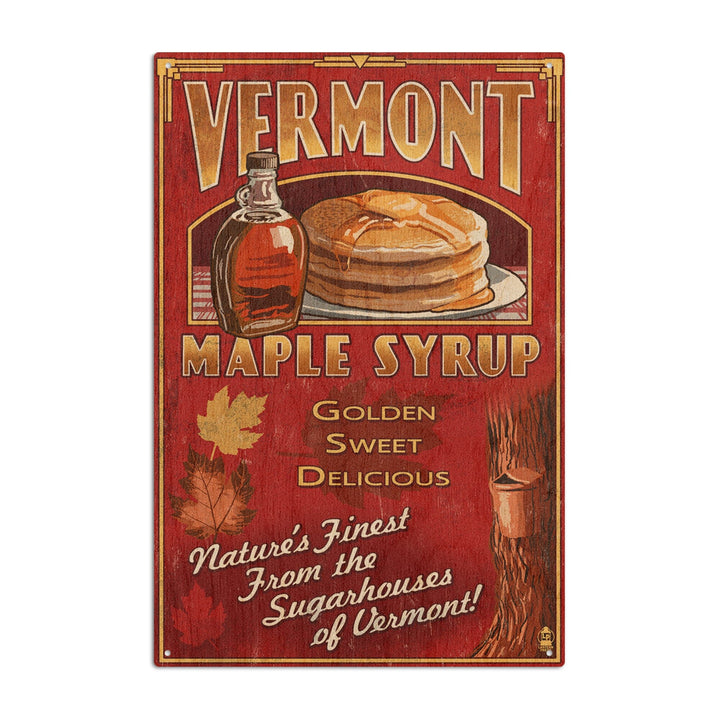 Vermont, Maple Syrup Vintage Sign, Lantern Press Artwork, Wood Signs and Postcards Wood Lantern Press 6x9 Wood Sign 