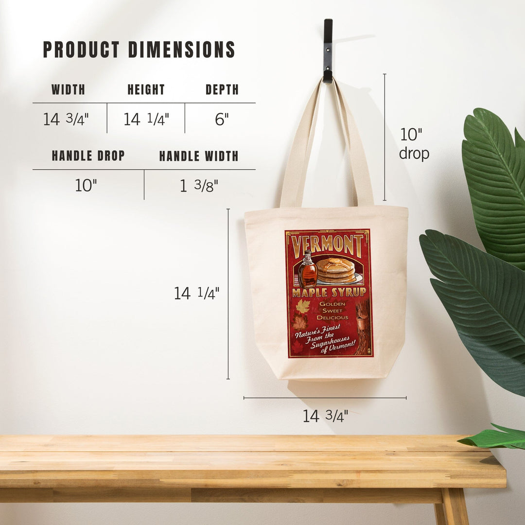 Vermont, Maple Syrup Vintage Sign, Tote Bag Totes Lantern Press 