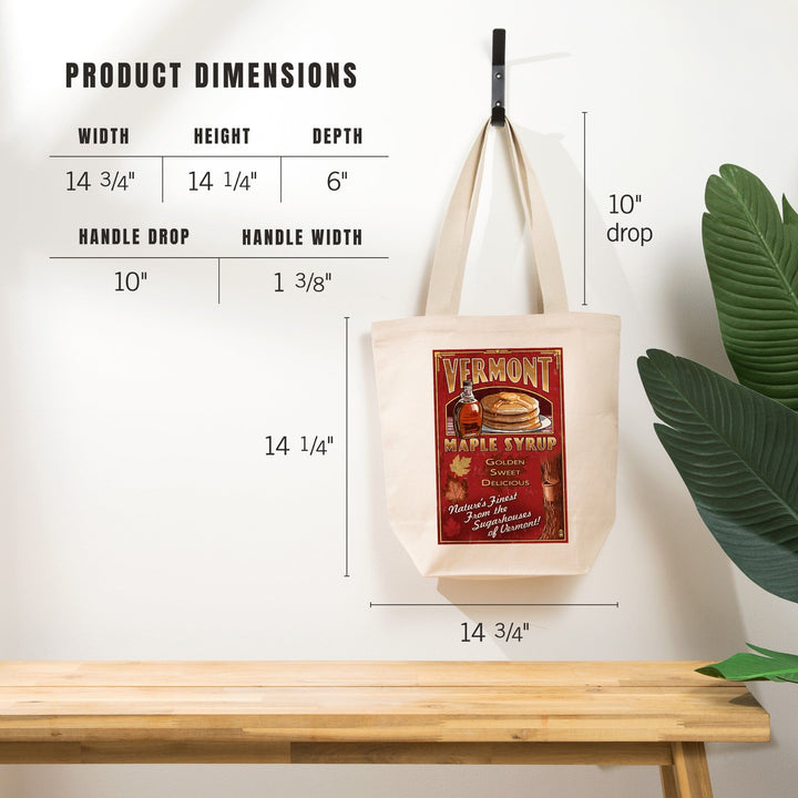 Vermont, Maple Syrup Vintage Sign, Tote Bag Totes Lantern Press 