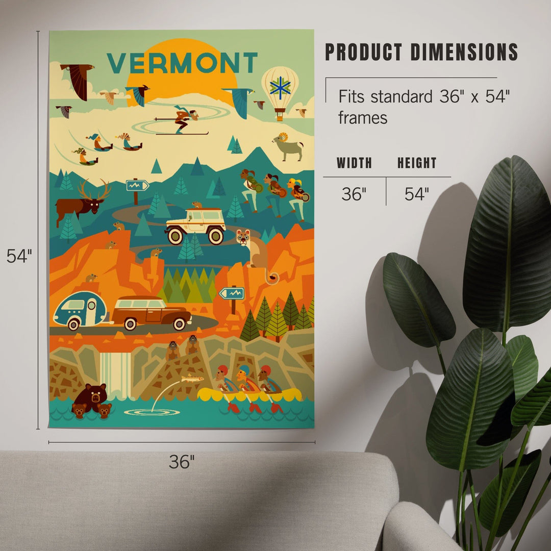 Vermont, Mountain Geometric, Art & Giclee Prints Art Lantern Press 