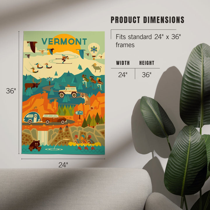 Vermont, Mountain Geometric, Art & Giclee Prints Art Lantern Press 