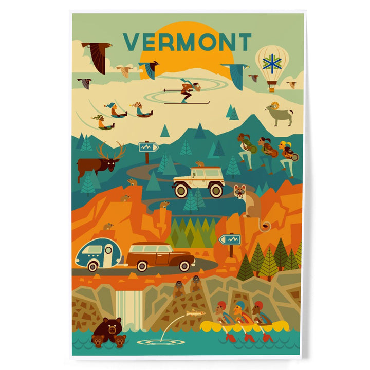 Vermont, Mountain Geometric, Art & Giclee Prints Art Lantern Press 