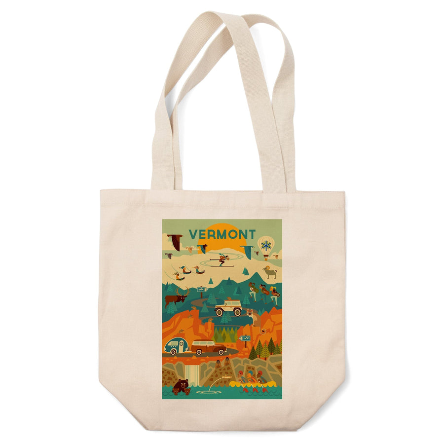 Vermont, Mountain Geometric, Tote Bag Totes Lantern Press 