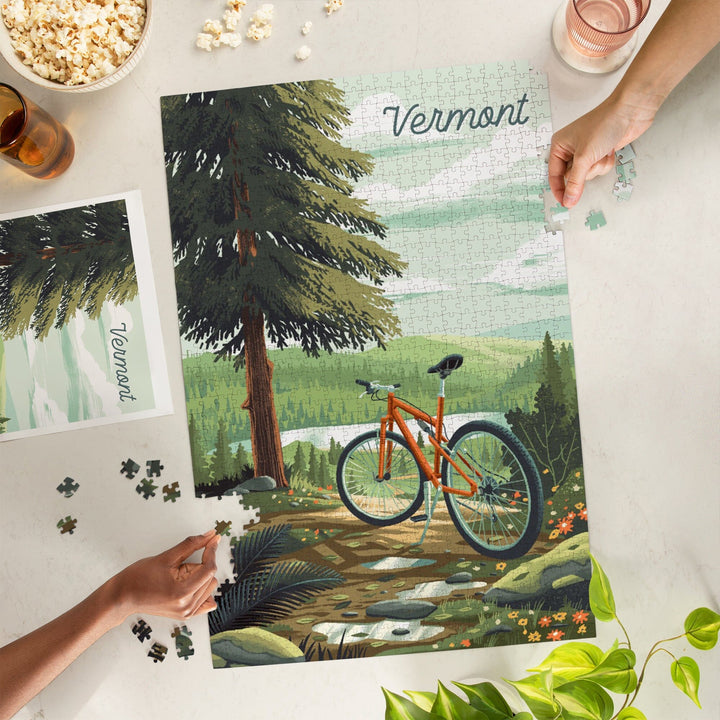 Vermont, Off To Wander, Cycling with Hills, Jigsaw Puzzle Puzzle Lantern Press 