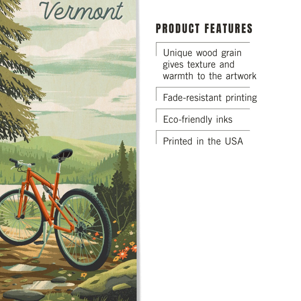 Vermont, Off To Wander, Cycling with Hills, Wood Signs and Postcards Wood Lantern Press 