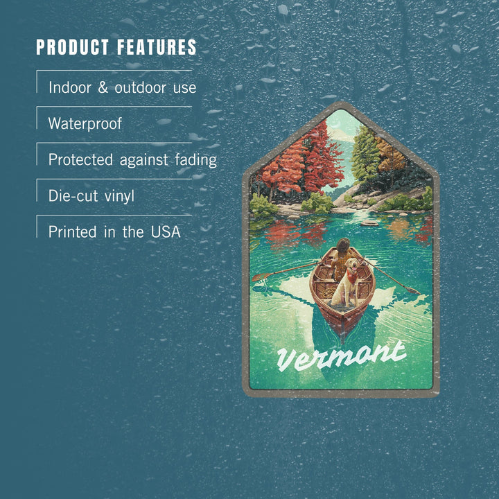 Vermont, Quiet Explorer, Boating, Fall Colors, Contour, Vinyl Sticker Sticker Lantern Press 