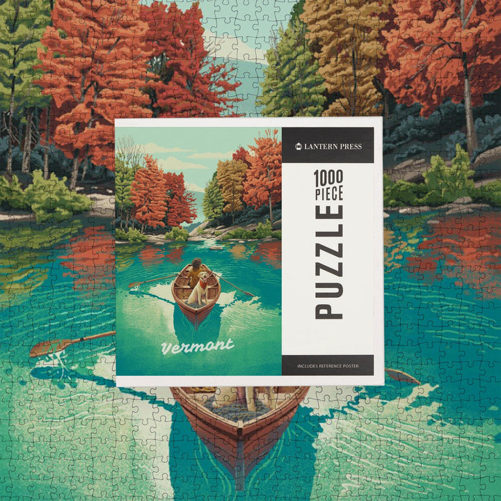 Vermont, Quiet Explorer, Boating, Fall Colors, Jigsaw Puzzle Puzzle Lantern Press 