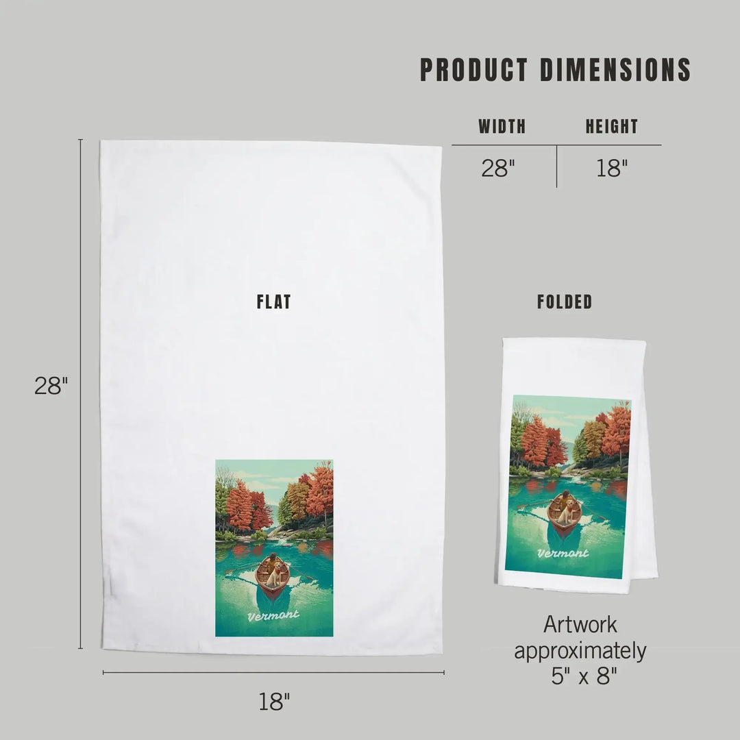 Vermont, Quiet Explorer, Boating, Fall Colors, Organic Cotton Kitchen Tea Towels Kitchen Lantern Press 