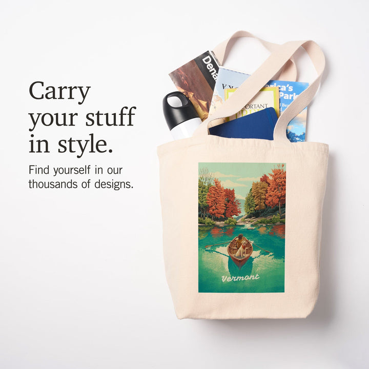 Vermont, Quiet Explorer, Boating, Fall Colors, Tote Bag Totes Lantern Press 