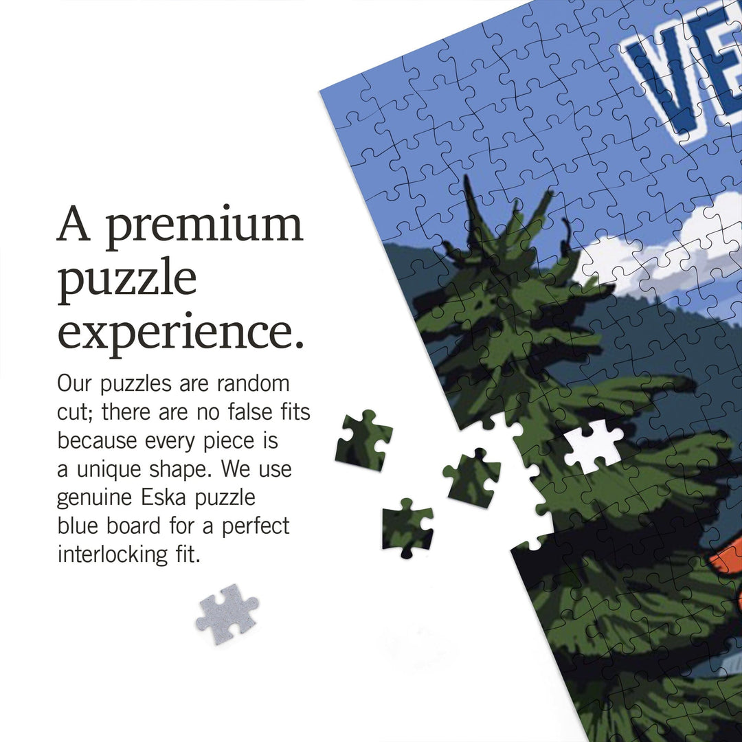 Vermont, Signpost, Lake and Bear, Jigsaw Puzzle Puzzle Lantern Press 