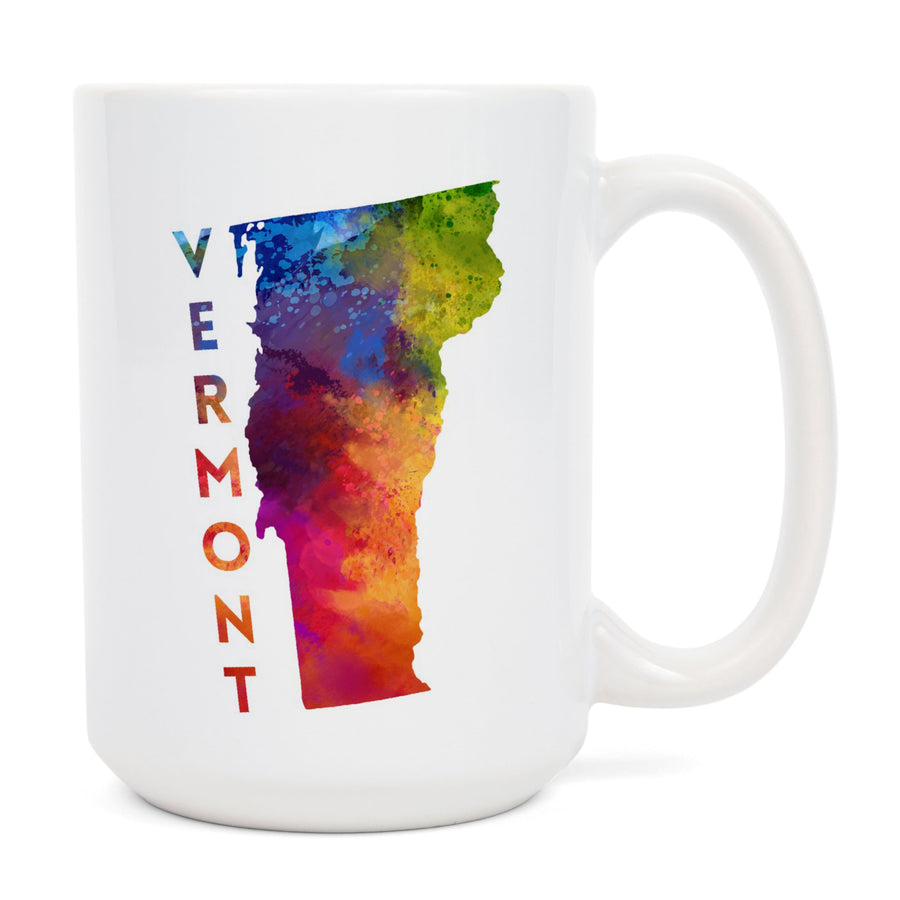 Vermont, State Abstract Watercolor, Contour, Lantern Press Artwork, Ceramic Mug Mugs Lantern Press 