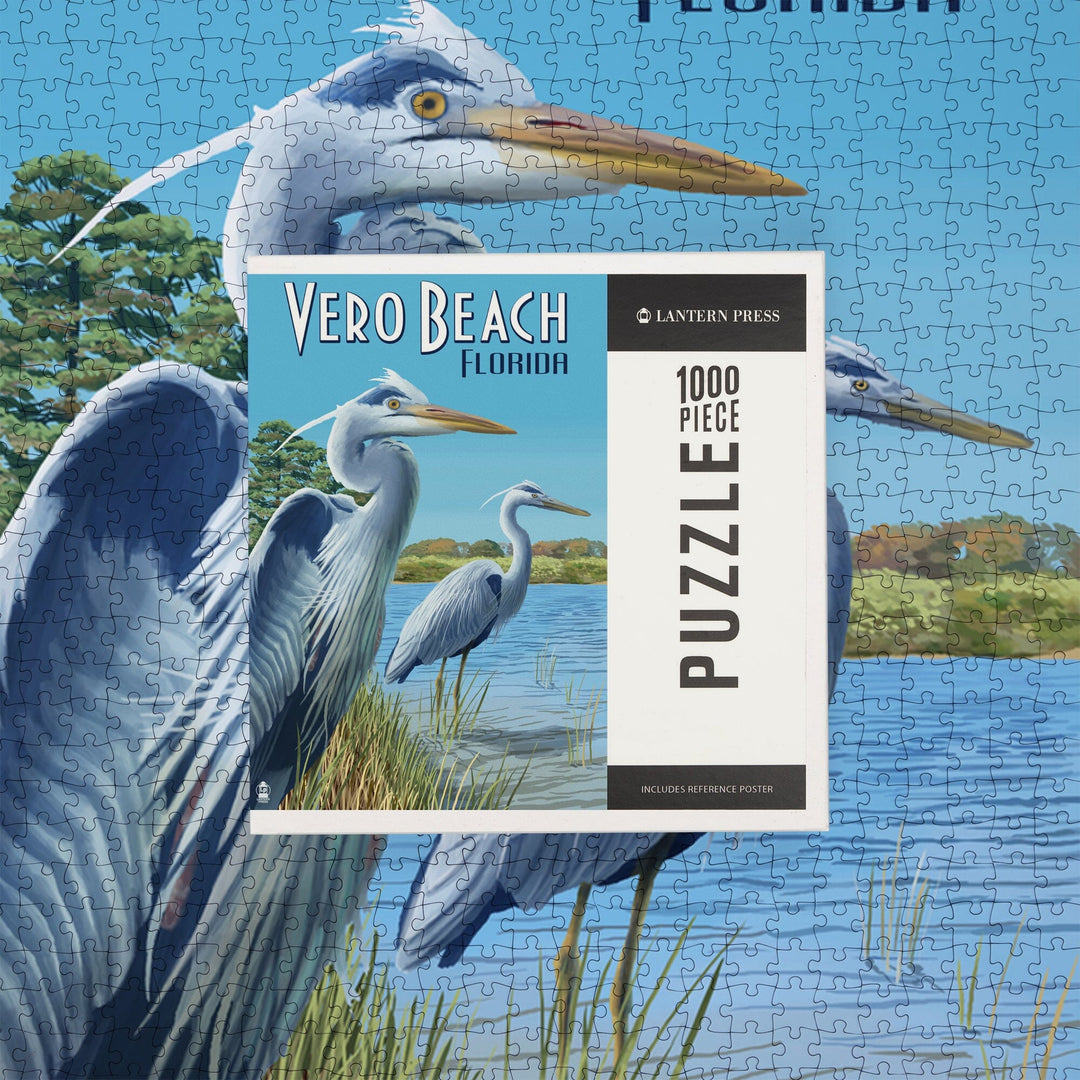 Vero Beach, Florida, Blue Heron, Jigsaw Puzzle Puzzle Lantern Press 