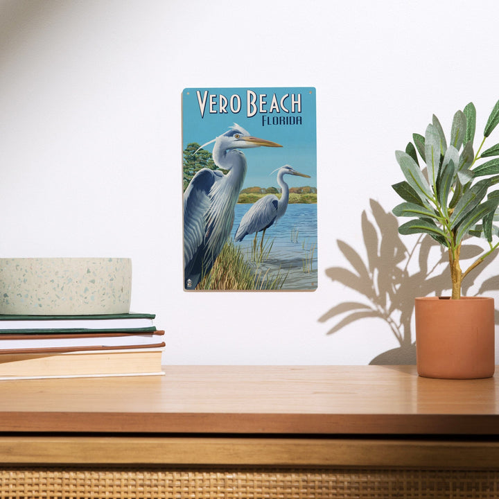 Vero Beach, Florida, Blue Heron, Lantern Press Artwork, Wood Signs and Postcards Wood Lantern Press 