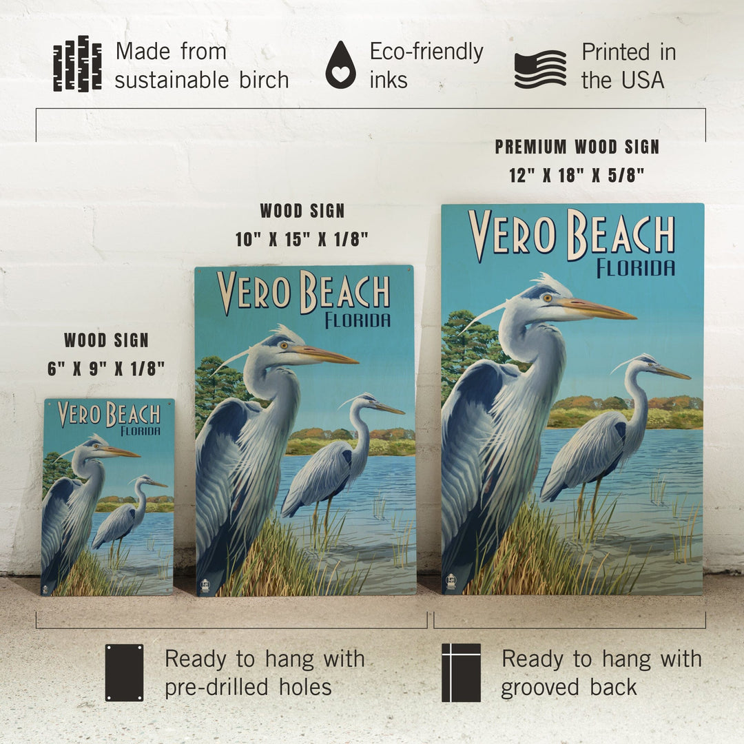 Vero Beach, Florida, Blue Heron, Lantern Press Artwork, Wood Signs and Postcards Wood Lantern Press 