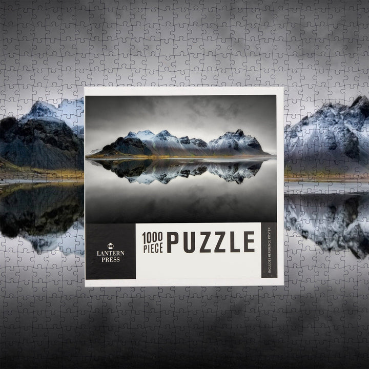 Vesturhorn, Iceland, Reflection, Jigsaw Puzzle Puzzle Lantern Press 