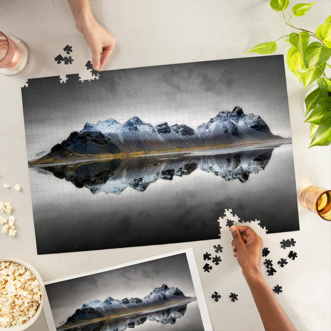Vesturhorn, Iceland, Reflection, Jigsaw Puzzle Puzzle Lantern Press 