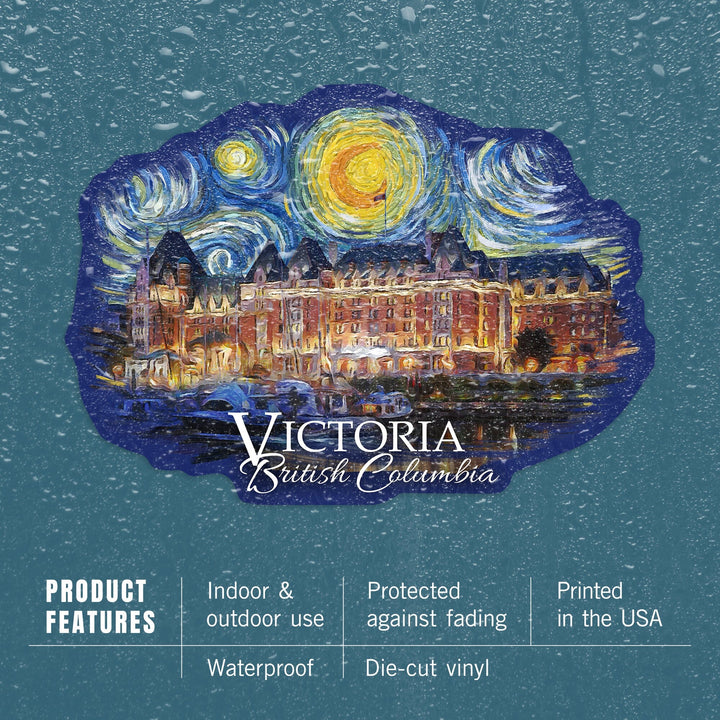 Victoria, BC, Starry Night, Contour, Lantern Press Artwork, Vinyl Sticker Sticker Lantern Press 