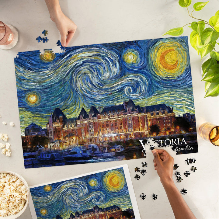 Victoria, BC, Starry Night, Jigsaw Puzzle Puzzle Lantern Press 