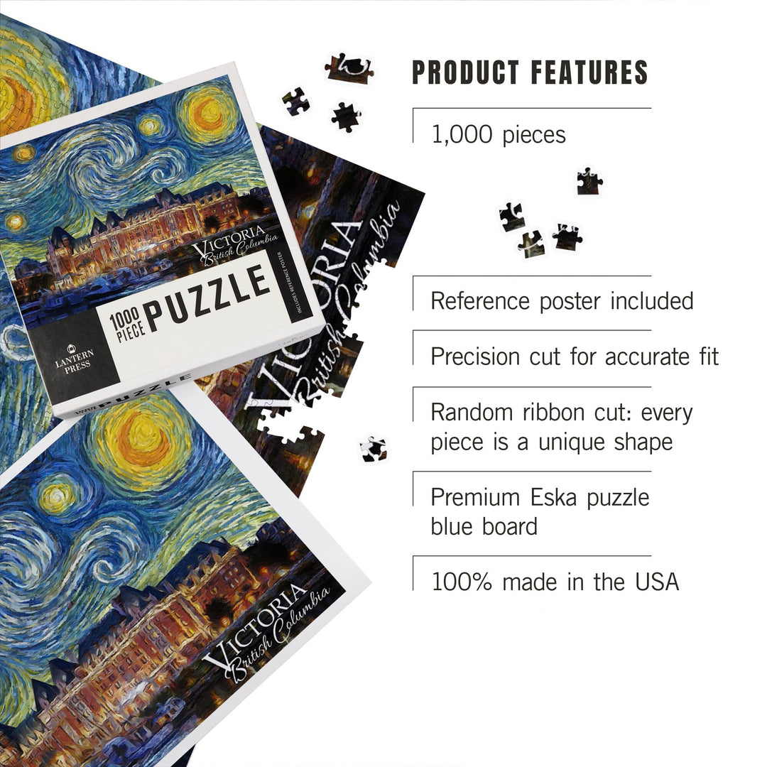 Victoria, BC, Starry Night, Jigsaw Puzzle Puzzle Lantern Press 