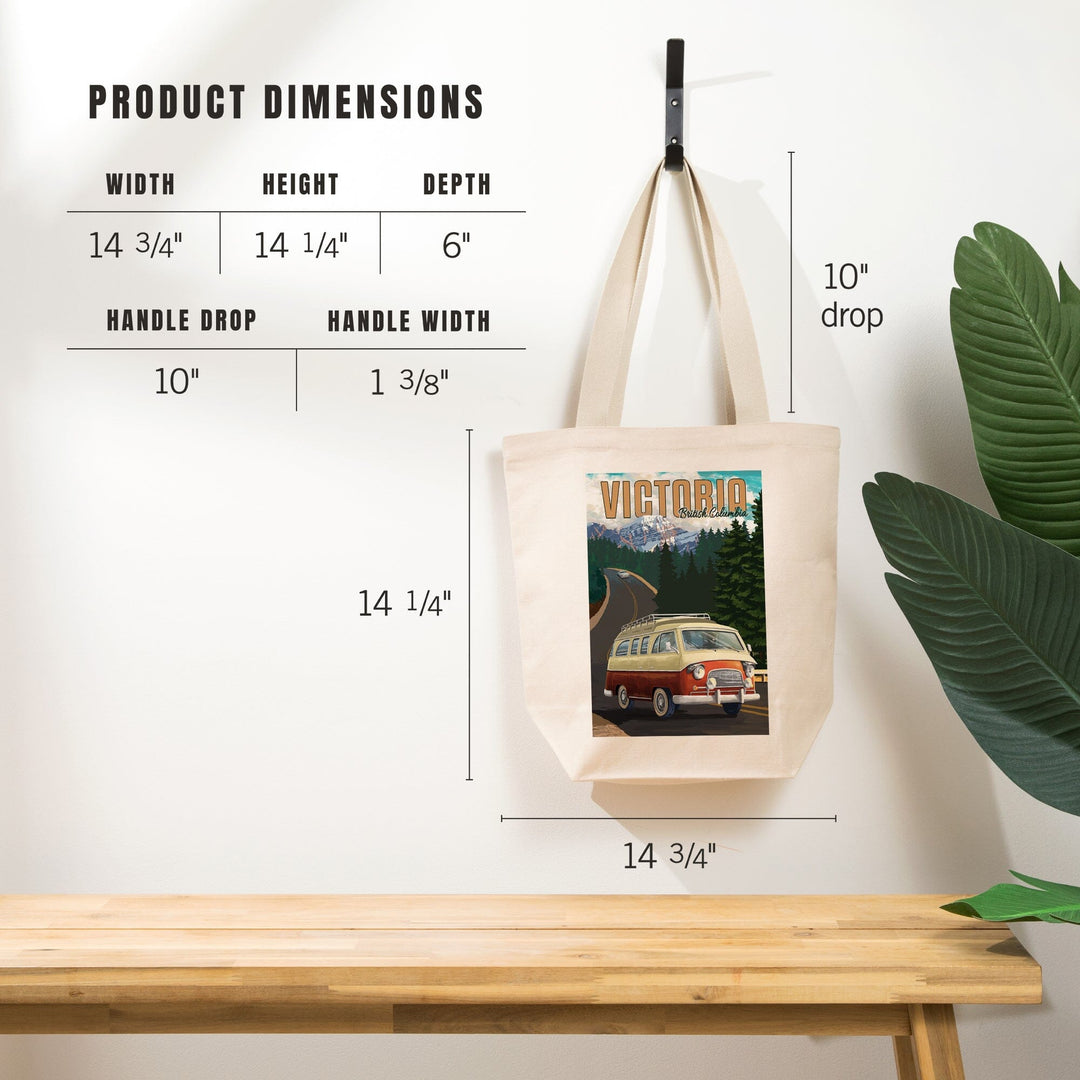 Victoria, British Columbia, Canada, Canadian Rockies, LP Camper Van, Tote Bag Totes Lantern Press 