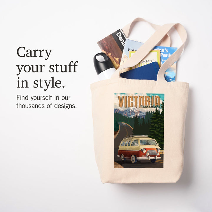Victoria, British Columbia, Canada, Canadian Rockies, LP Camper Van, Tote Bag Totes Lantern Press 