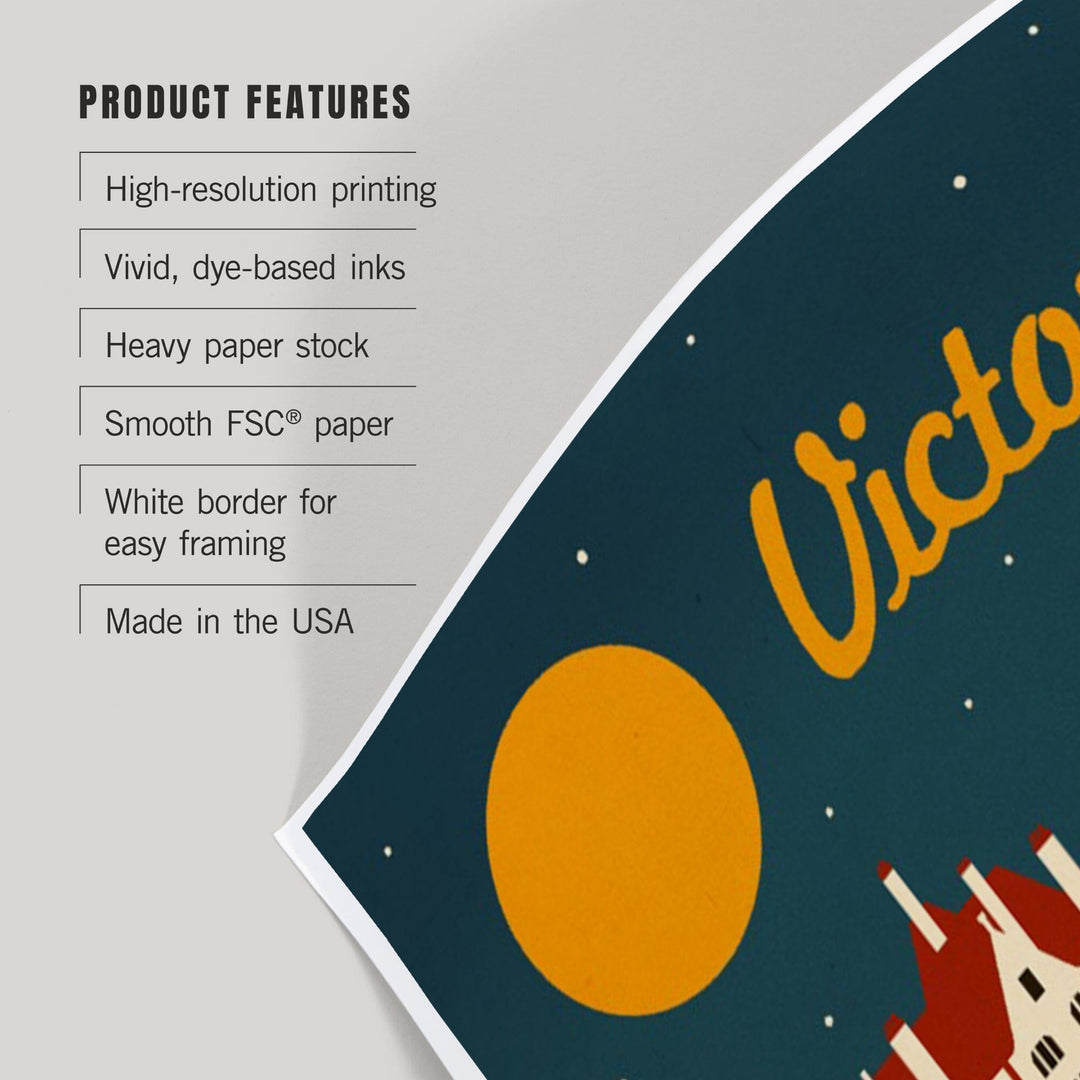 Victoria, British Columbia, Retro Skyline, Art & Giclee Prints Art Lantern Press 