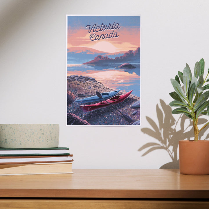 Victoria, Canada, Get Outside Series, Glassy Sunrise, Kayak, Art & Giclee Prints Art Lantern Press 