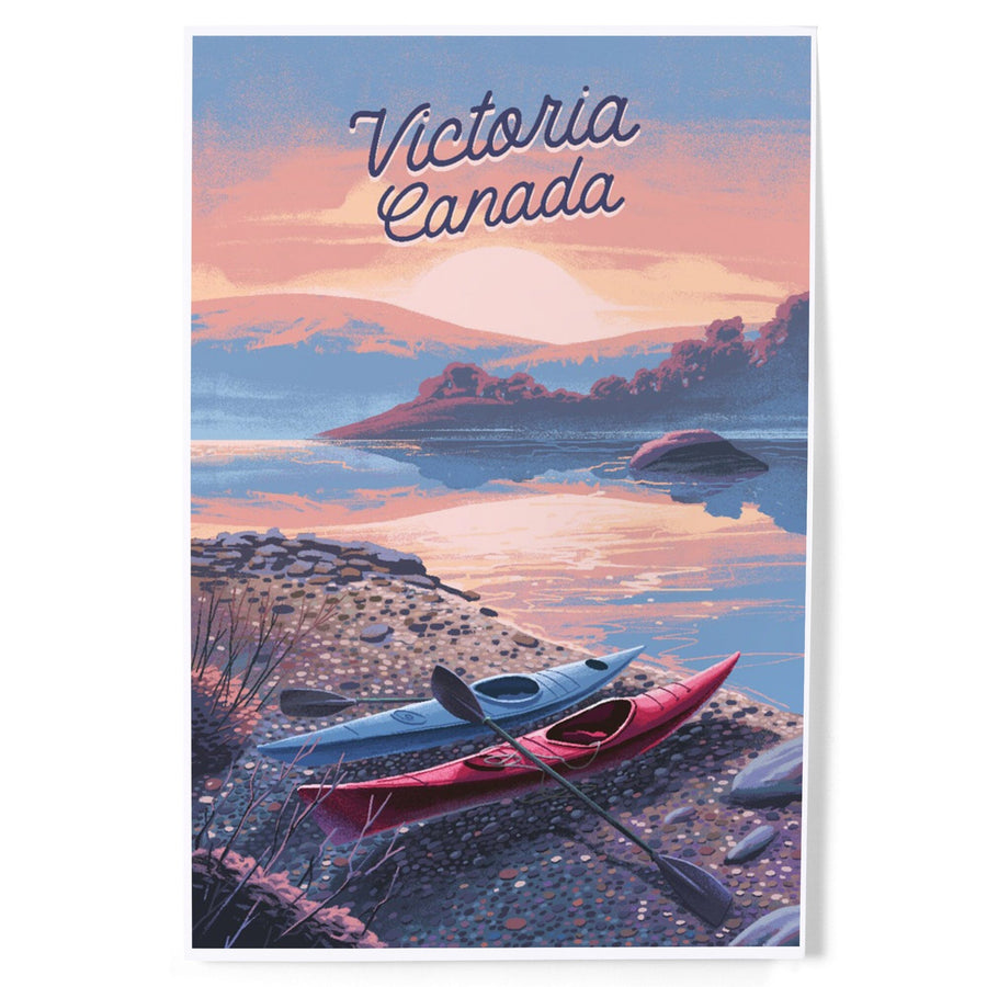 Victoria, Canada, Get Outside Series, Glassy Sunrise, Kayak, Art & Giclee Prints Art Lantern Press 