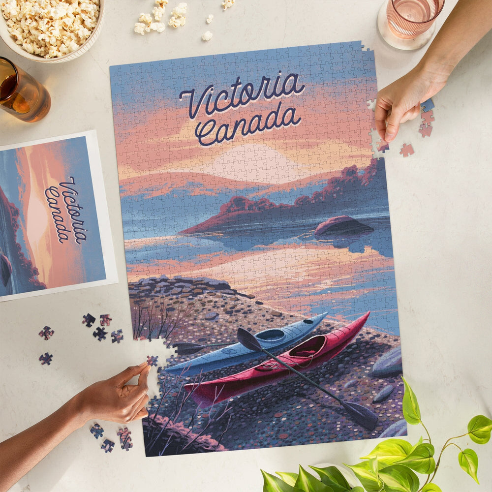 Victoria, Canada, Get Outside Series, Glassy Sunrise, Kayak, Jigsaw Puzzle Puzzle Lantern Press 