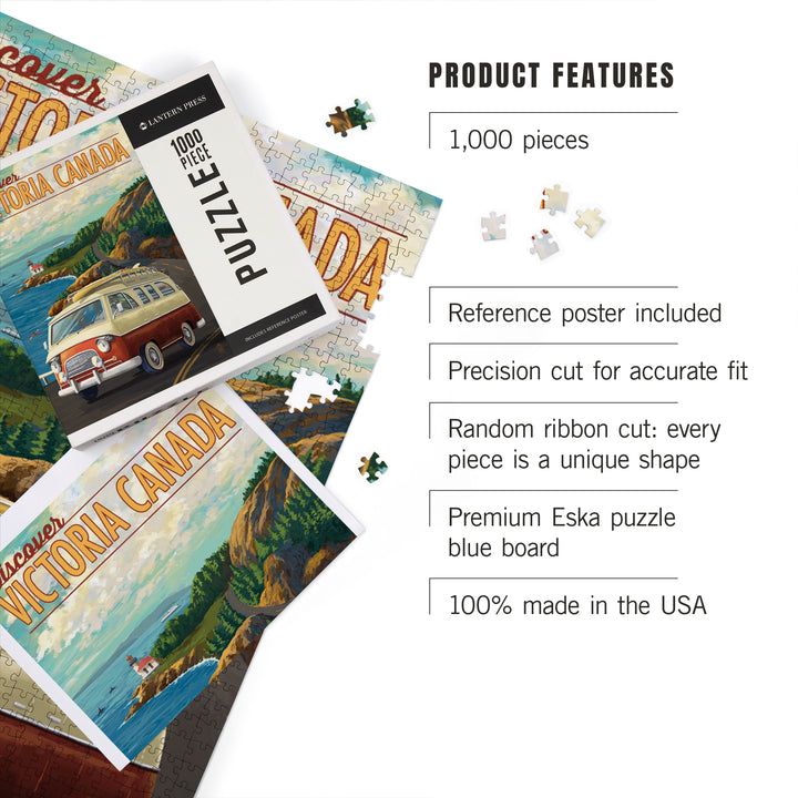 Victoria, Canada, Painterly, Camper Van, Jigsaw Puzzle Puzzle Lantern Press 