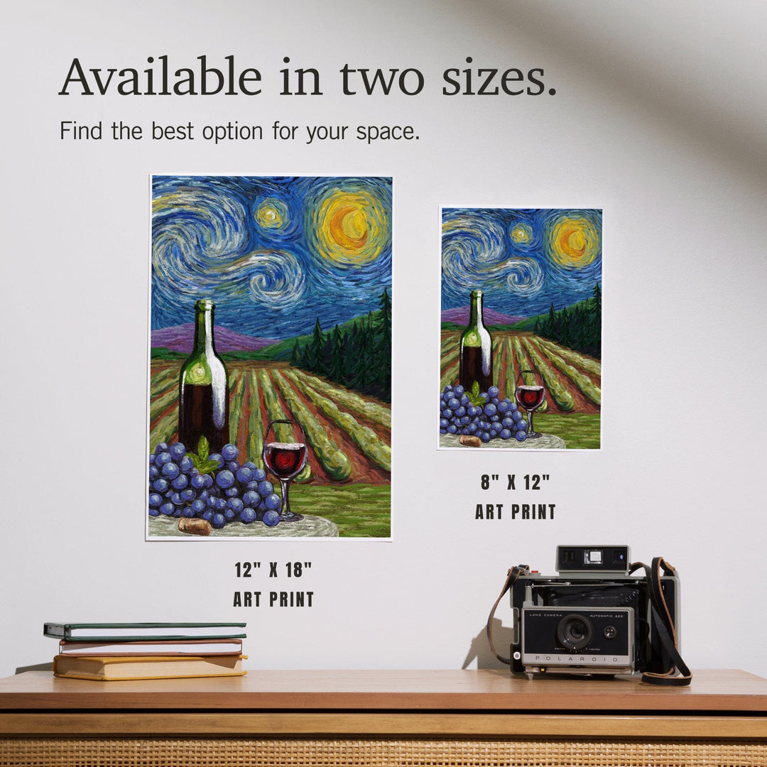 Vineyard, Starry Night, Art & Giclee Prints Art Lantern Press 