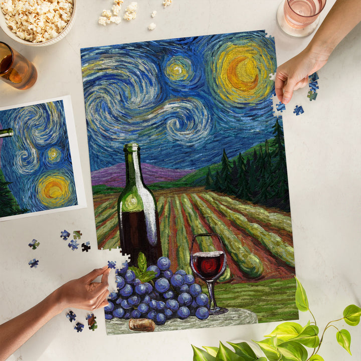 Vineyard, Starry Night, Jigsaw Puzzle Puzzle Lantern Press 