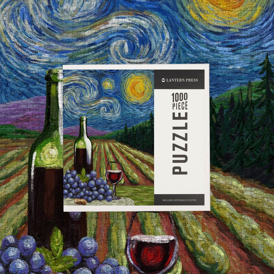 Vineyard, Starry Night, Jigsaw Puzzle Puzzle Lantern Press 