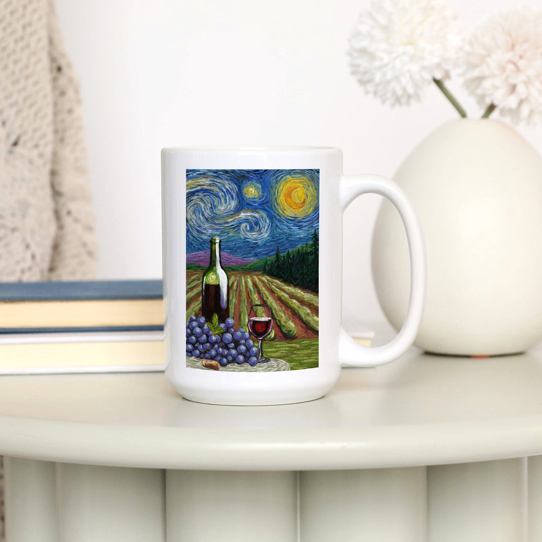 Vineyard, Starry Night, Lantern Press Artwork, Ceramic Mug Mugs Lantern Press 